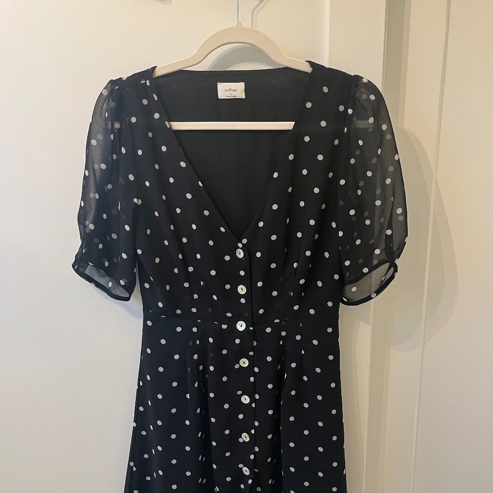 aritzia Wilfred polka dot dress